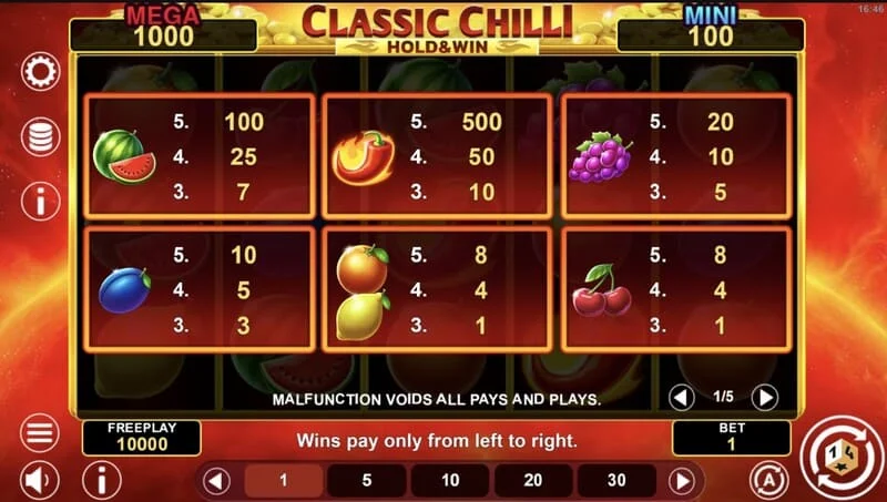 Classic Chilli Hold & Win - koin bonus di lapangan